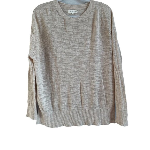 Lou & Grey for LOFT Tan Sheer Long Sleeve Pullover Sweater Top Womens Size Small - Picture 1 of 12